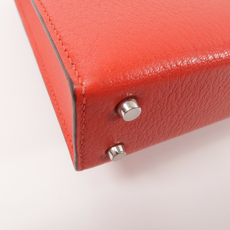 HERMES Chevre皮革Verrou Mini鏈帶肩背袋Bougainvillier-12