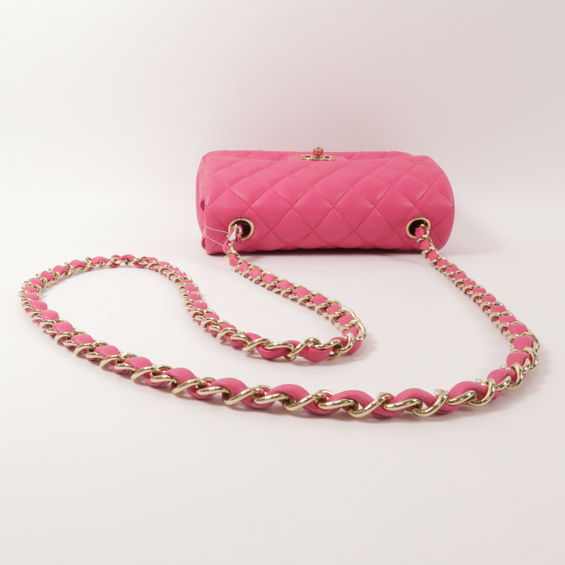 CHANEL 羊皮皮革Mini Classic 20鏈帶肩背袋-9