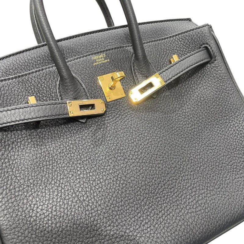 HERMES 愛馬仕 BIRKIN 25 柏金包 TOGO皮 黑色 金釦-11