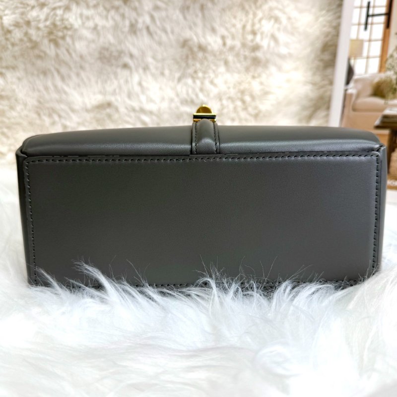 CELINE 16 手袋 灰色 牛皮 小號 金扣-5