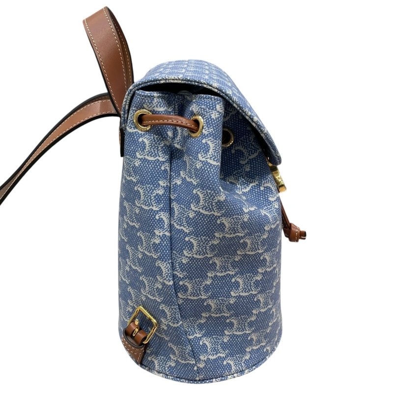 CELINE 賽琳 BONNIE 後背包 丹寧布 淺藍凱旋門老花 金釦-2