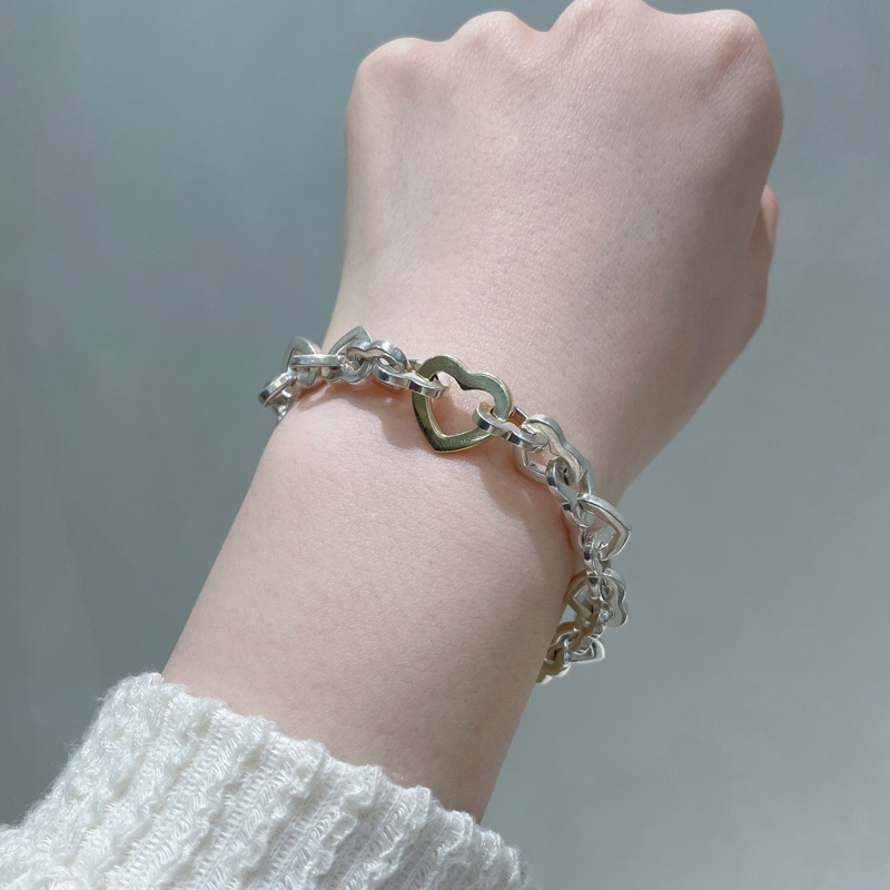 Tiffany蒂芙尼18k金925銀拼接愛心手鍊 鏈長：19cm🧡-1