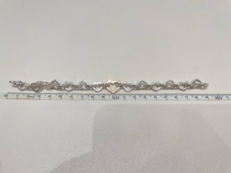Tiffany蒂芙尼18k金925銀拼接愛心手鍊 鏈長：19cm🧡-7