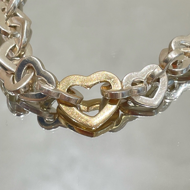 Tiffany蒂芙尼18k金925銀拼接愛心手鍊 鏈長：19cm🧡-9