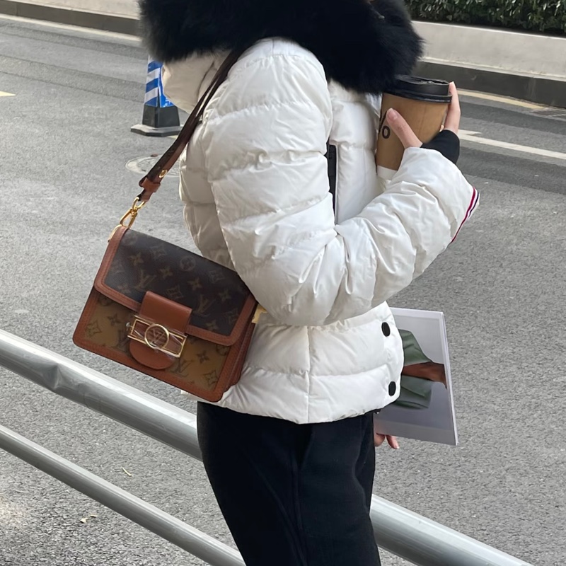 Louis Vuitton路易威登dauphine小號老花達芙妮附肩帶防塵袋-31