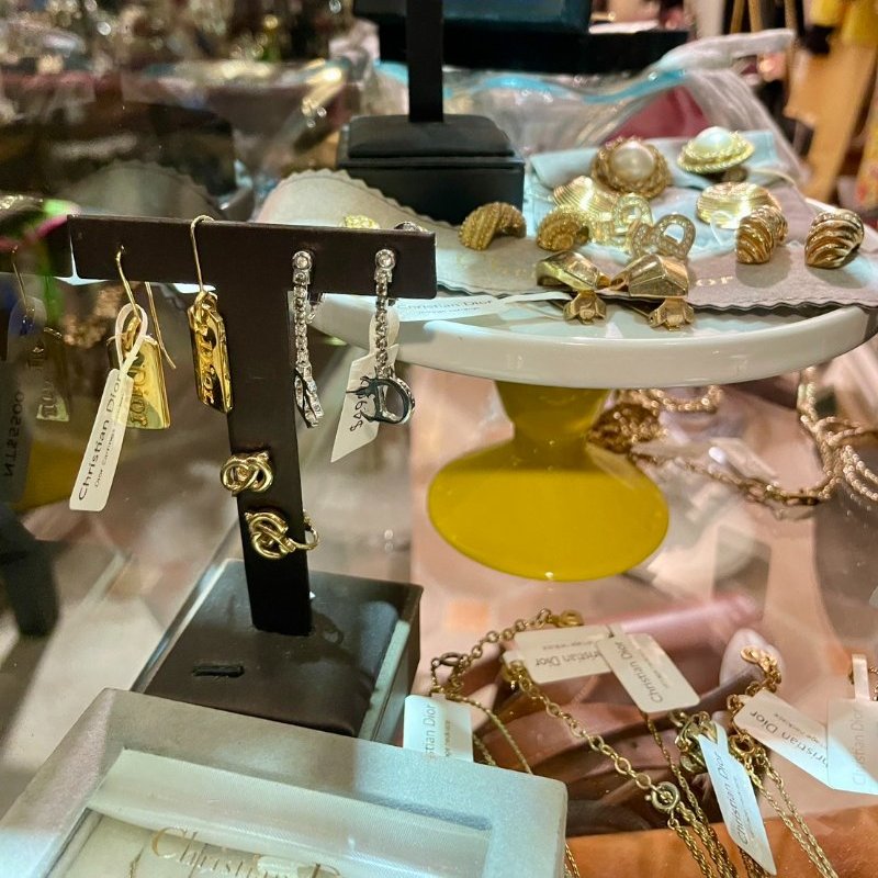 VINTAGE DIOR銀色火焰D字耳夾耳環-1