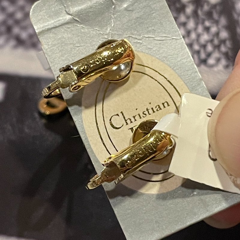 VINTAGE DIOR 金色草寫字母CD古董耳夾-6