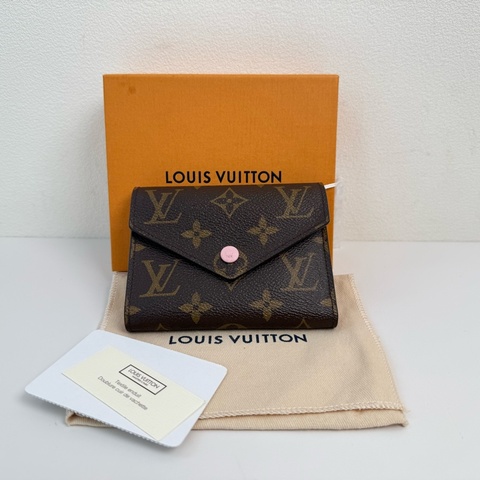 Louis Vuitton路易威登 粉色三折疊豆豆錢包 帶盒子 金扣