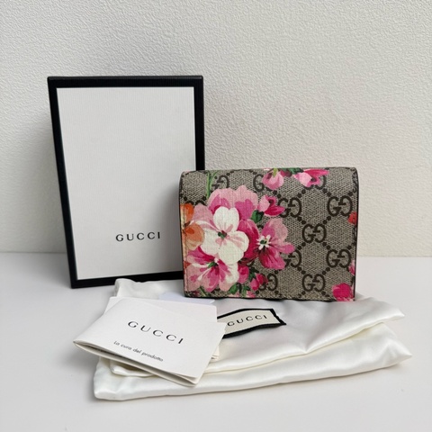 ✨正品，Gucci/古馳 GG Blooms 米色塗層帆布老花印花錢包