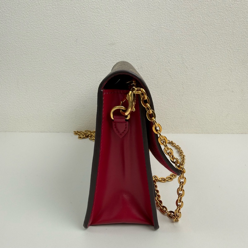 ✨正品，Louis Vuitton/路易威登 FLORE 棕色塗層老花帆布鏈條斜挎包小花包-1