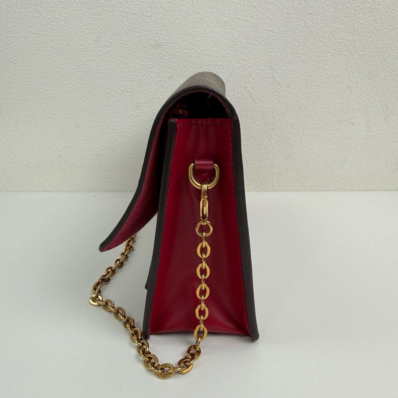 ✨正品，Louis Vuitton/路易威登 FLORE 棕色塗層老花帆布鏈條斜挎包小花包-2