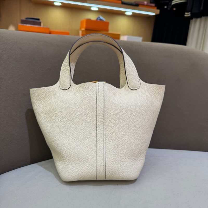 98-99新愛馬仕菜籃子picotin 18奶油白金扣-1