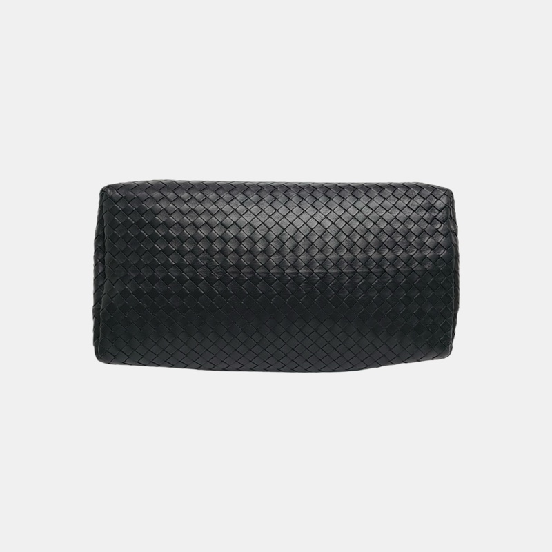 葆蝶家BOTTEGA VENETA Roma 黑色牛皮編織手提包 黑色五金 2條可拆卸肩帶-4