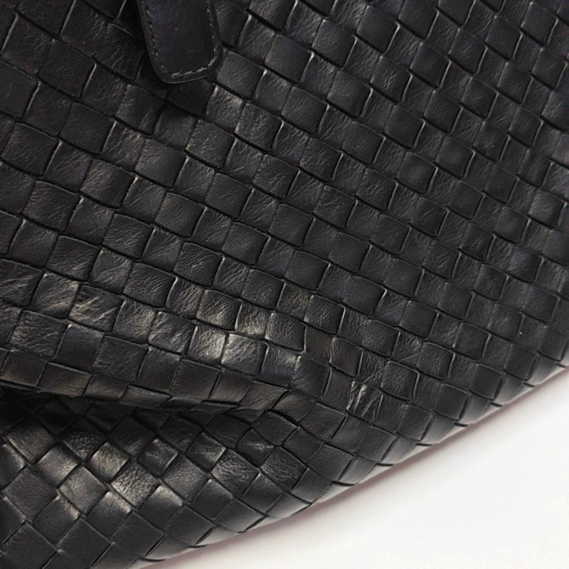 葆蝶家BOTTEGA VENETA Roma 黑色牛皮編織手提包 黑色五金 2條可拆卸肩帶-7