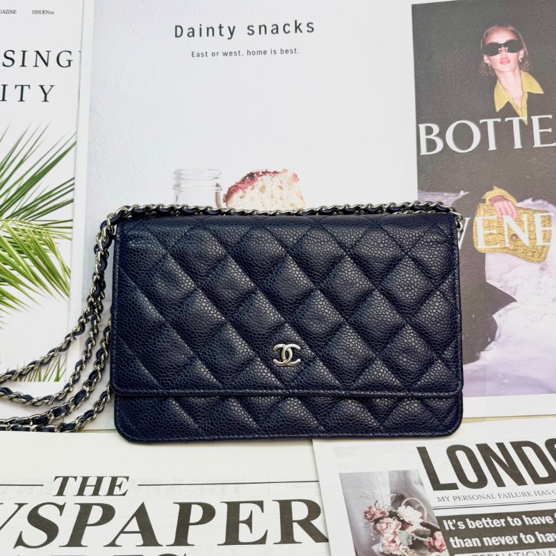 Chanel 斜孭袋 藏藍色 牛皮 Woc 18開-0