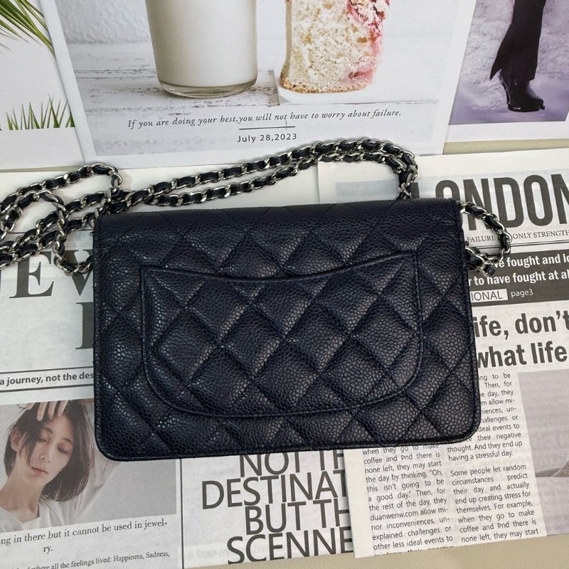 Chanel 斜孭袋 藏藍色 牛皮 Woc 18開-2