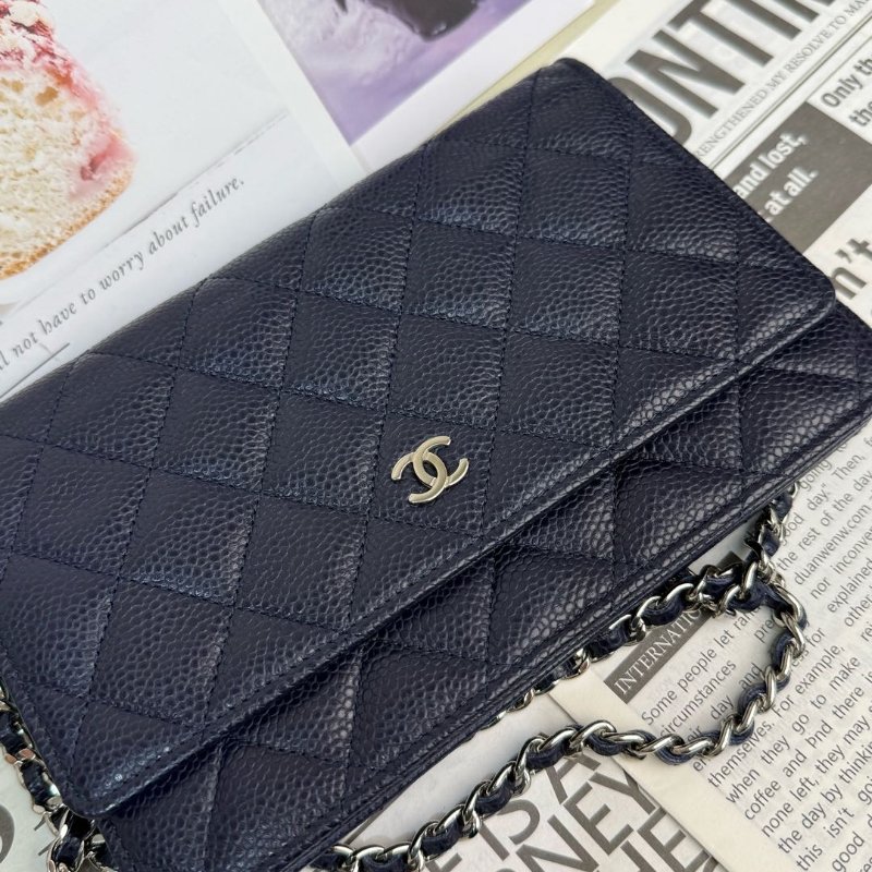 Chanel 斜孭袋 藏藍色 牛皮 Woc 18開-3