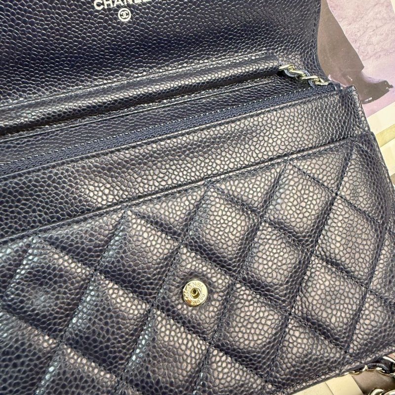 Chanel 斜孭袋 藏藍色 牛皮 Woc 18開-4