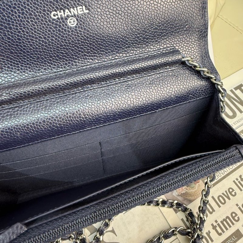 Chanel 斜孭袋 藏藍色 牛皮 Woc 18開-5