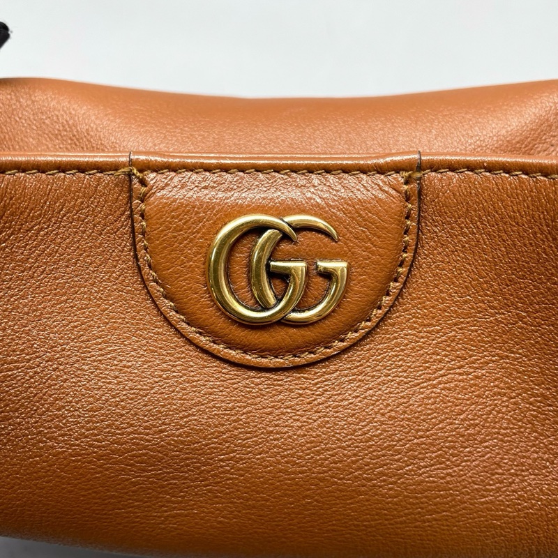 古馳/GUCCI Diana 中號 棕色牛皮竹節手提包斜挎包-6