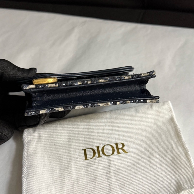 99.9新Dior迪奧老花拼牛皮卡包零錢包24編碼 有塵袋-4