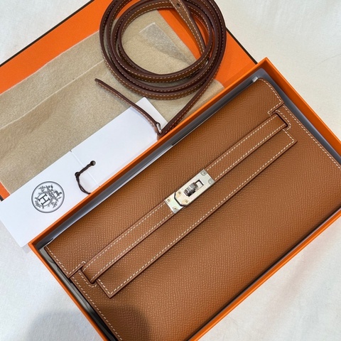 全新 愛馬仕Hermes Kelly togo金棕銀扣epsom皮