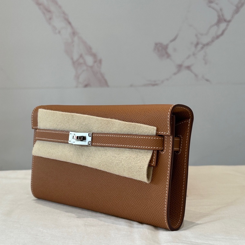 全新 愛馬仕Hermes Kelly togo金棕銀扣epsom皮-6