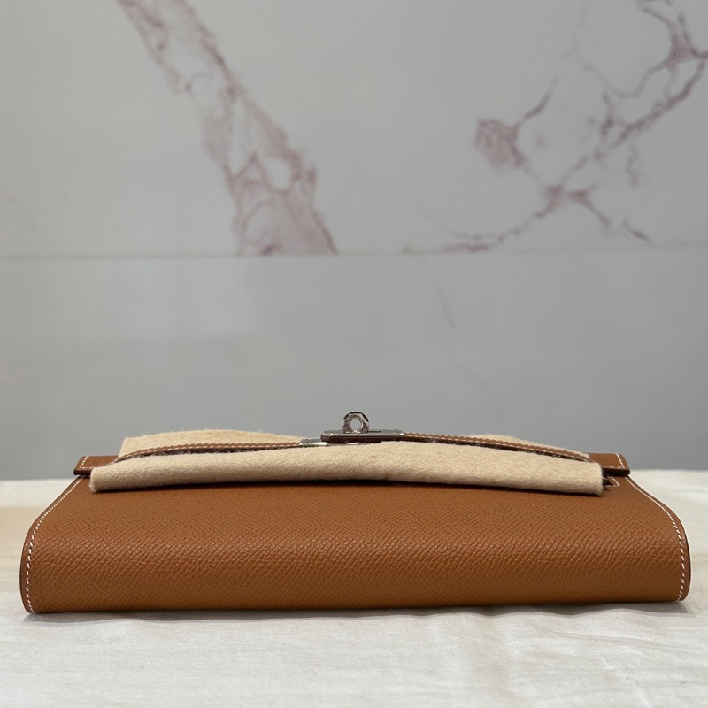 全新 愛馬仕Hermes Kelly togo金棕銀扣epsom皮-9