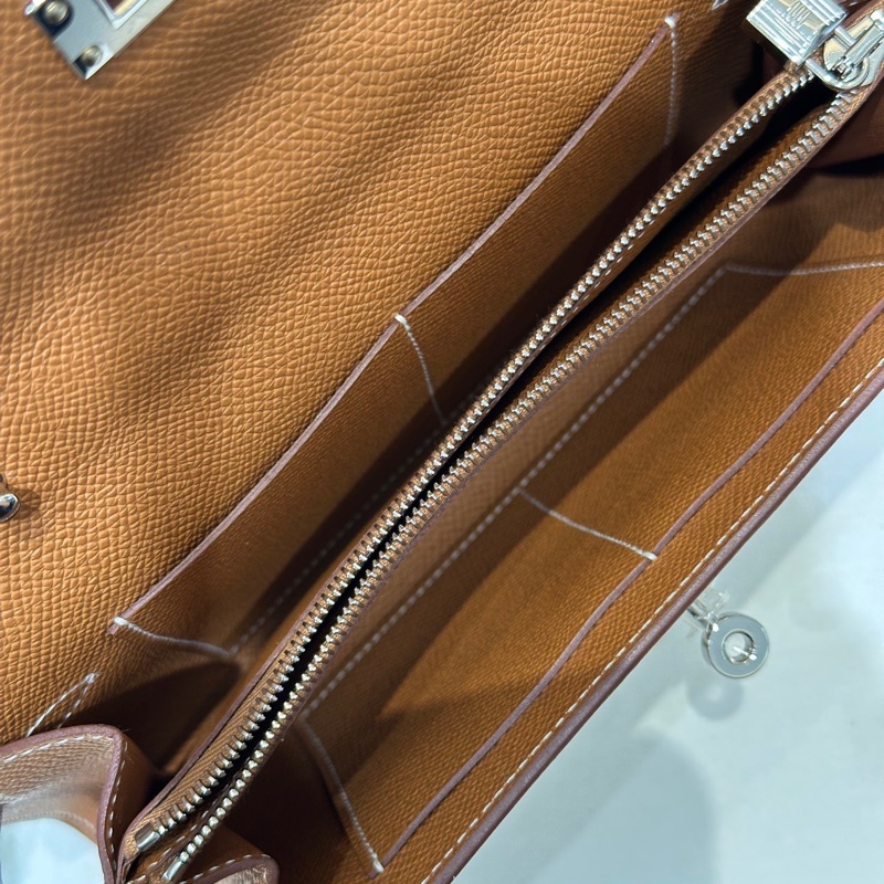 全新 愛馬仕Hermes Kelly togo金棕銀扣epsom皮-10
