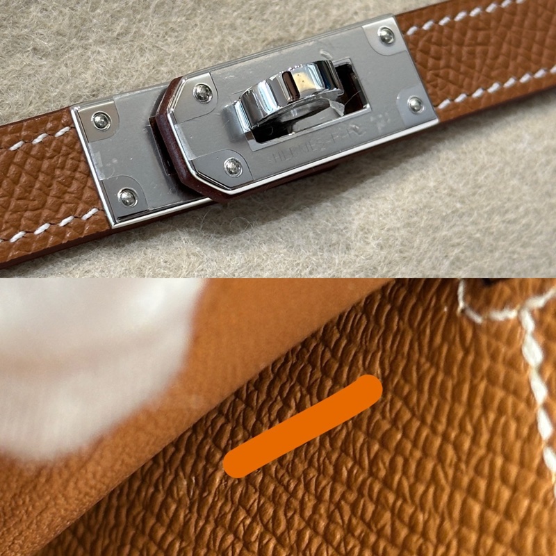全新 愛馬仕Hermes Kelly togo金棕銀扣epsom皮-11