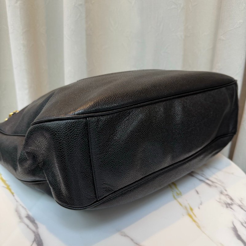 Chanel Vintage 金球 Tote Bag 黑金 荔枝牛皮-4