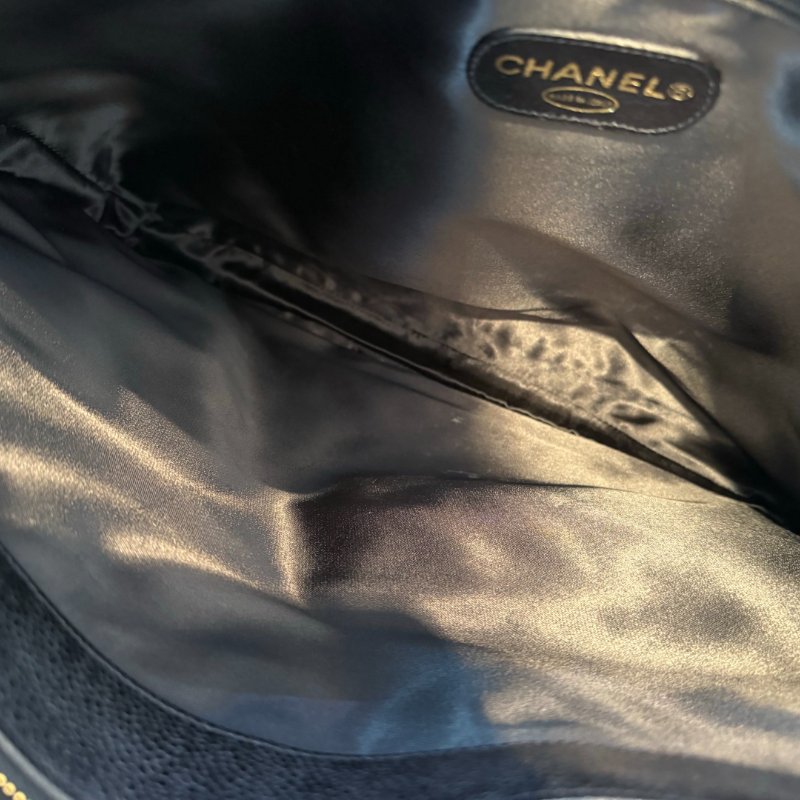 Chanel Vintage 金球 Tote Bag 黑金 荔枝牛皮-6