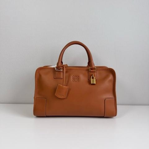 正品，羅意威/LOEWE Amazona 焦糖色牛皮手提包