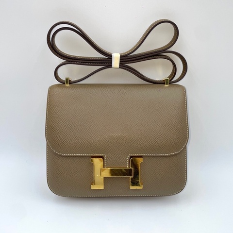愛馬仕Hermes 康康19 mini 大象灰金扣 ep皮