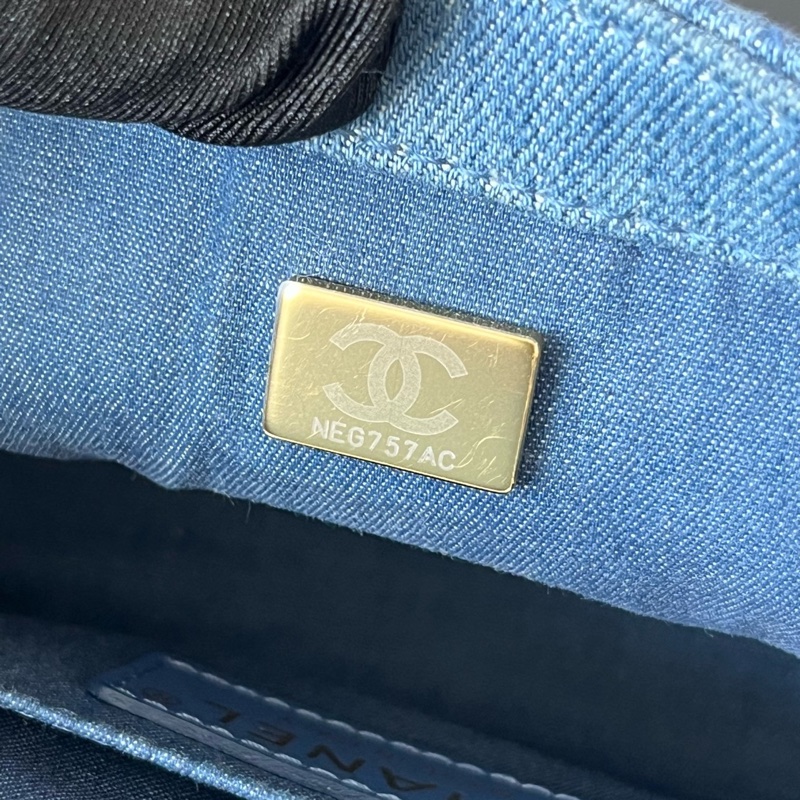 閑置新 Chanel香奈兒金球方胖子調節扣牛仔丹寧藍色-7