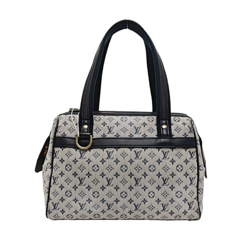 路易威登/LOUIS VUITTON VINTAGE JOSÉPHINE 小號 灰色帆布老花提花波士頓包手提包單肩包 金色五金