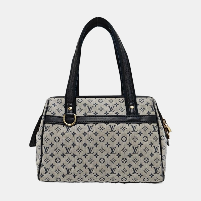 路易威登/LOUIS VUITTON VINTAGE JOSÉPHINE 小號 灰色帆布老花提花波士頓包手提包單肩包 金色五金-3