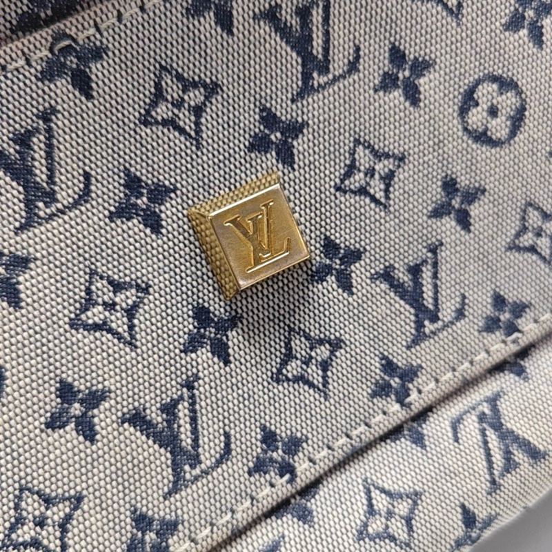 路易威登/LOUIS VUITTON VINTAGE JOSÉPHINE 小號 灰色帆布老花提花波士頓包手提包單肩包 金色五金-8