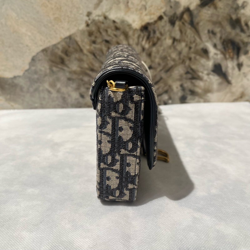 Dior藍提花花帆布Saddle WOC-1