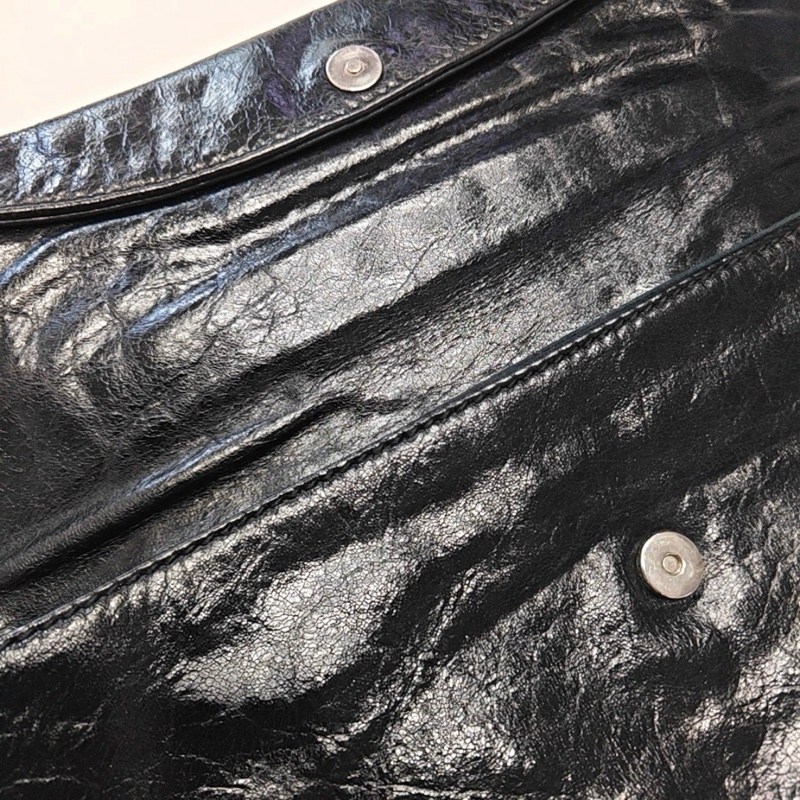 巴黎世家/BALENCIAGA Classic City 黑色羊皮單肩包 銀色五金-5