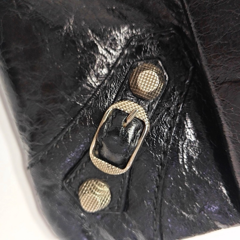 巴黎世家/BALENCIAGA Classic City 黑色羊皮單肩包 銀色五金-7