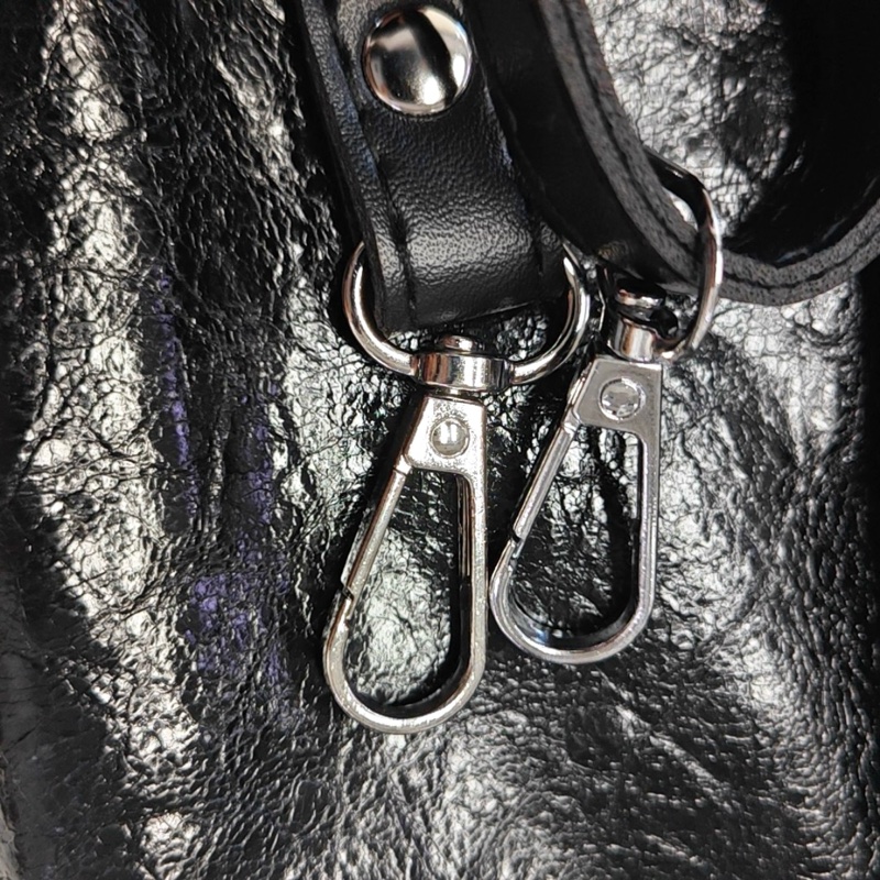 巴黎世家/BALENCIAGA Classic City 黑色羊皮單肩包 銀色五金-8
