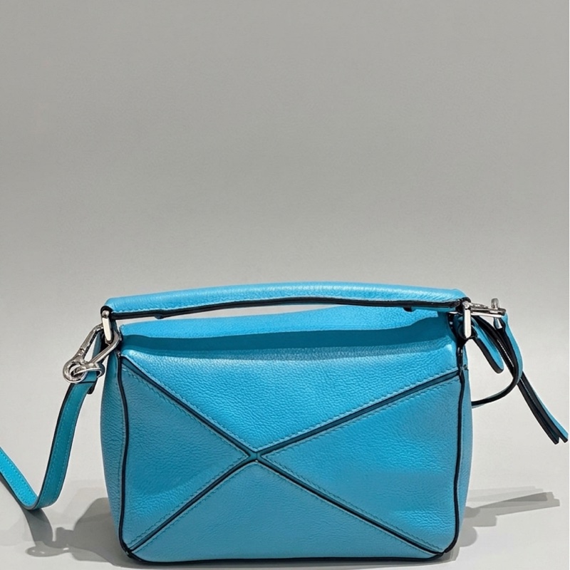 LOEWE/羅意威 Puzzle mini 糖果藍 幾何包 可拆卸肩帶 尺寸：18*12.5*8-1