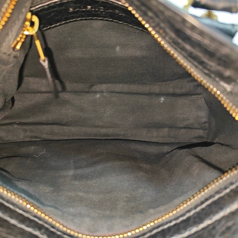 巴黎世家/BALENCIAGA Classic City 迷你 黑色 羊皮鉚釘流蘇機車包單肩包 金色五金 可拆卸肩帶-5
