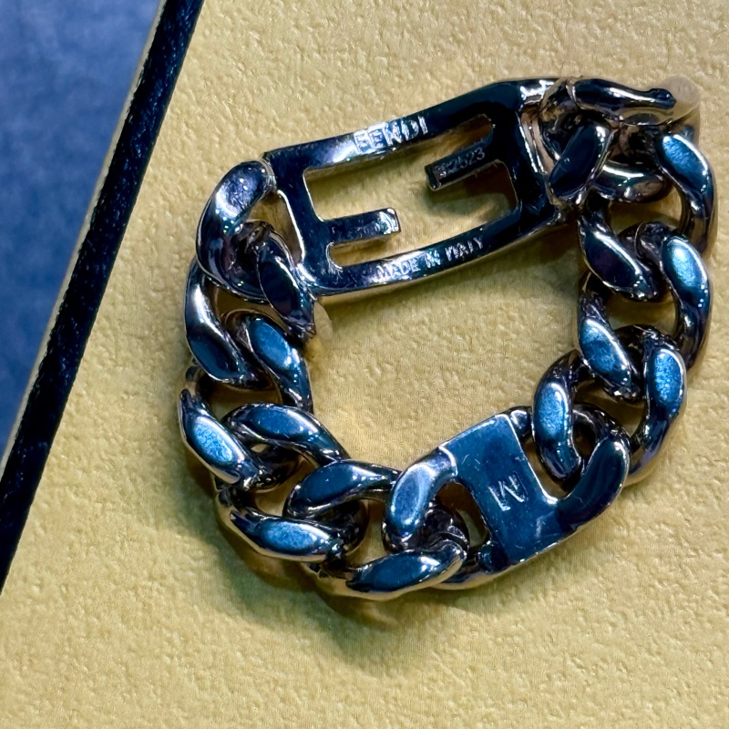 FENDI Baguette 經典Logo寬版鏈條戒指 尺碼M-4