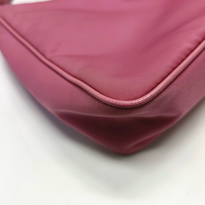 9.9新PRADA Re-Edition2005 迷你 粉紅色尼龍徽標手提包單肩包 銀色五金-7