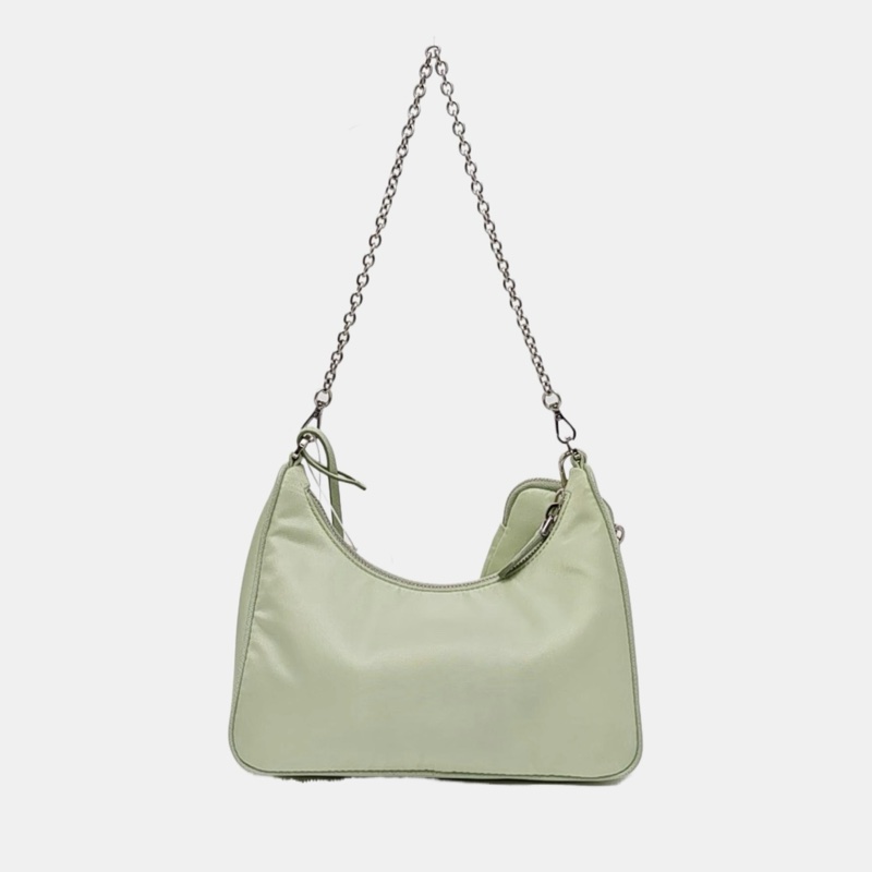 PRADA Re-Edition2005 迷你 淺綠色尼龍徽標 單肩包斜挎包手提包 銀色五金 子袋2條可拆卸肩帶-3