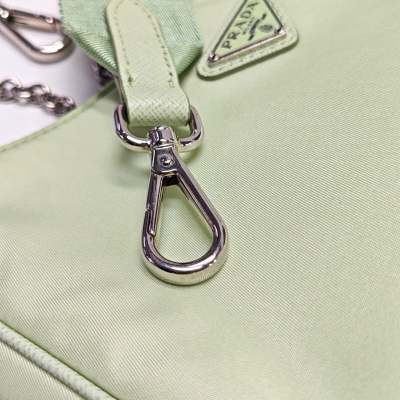 PRADA Re-Edition2005 迷你 淺綠色尼龍徽標 單肩包斜挎包手提包 銀色五金 子袋2條可拆卸肩帶-8