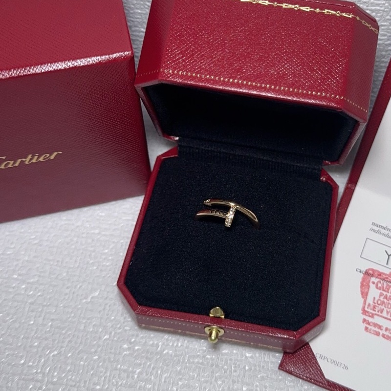 Cartier/卡地亞 Juste un clou 釘子戒指 18k玫瑰金 鑲嵌鑽石 寬版頭尾鑽釘子戒指58號 附件.24年🧡-1