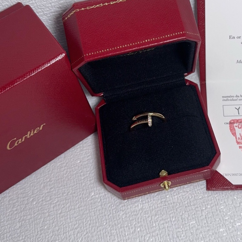 Cartier/卡地亞 Juste un clou 釘子戒指 18k玫瑰金 鑲嵌鑽石 寬版頭尾鑽釘子戒指58號 附件.24年🧡-2